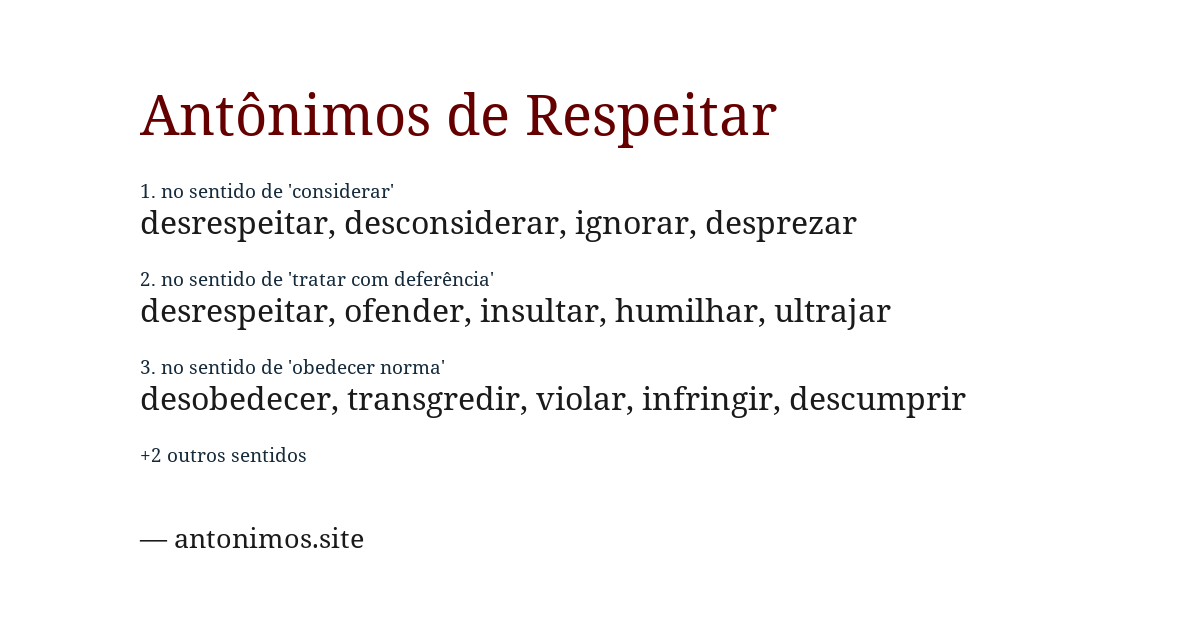 Antônimo de respeitar