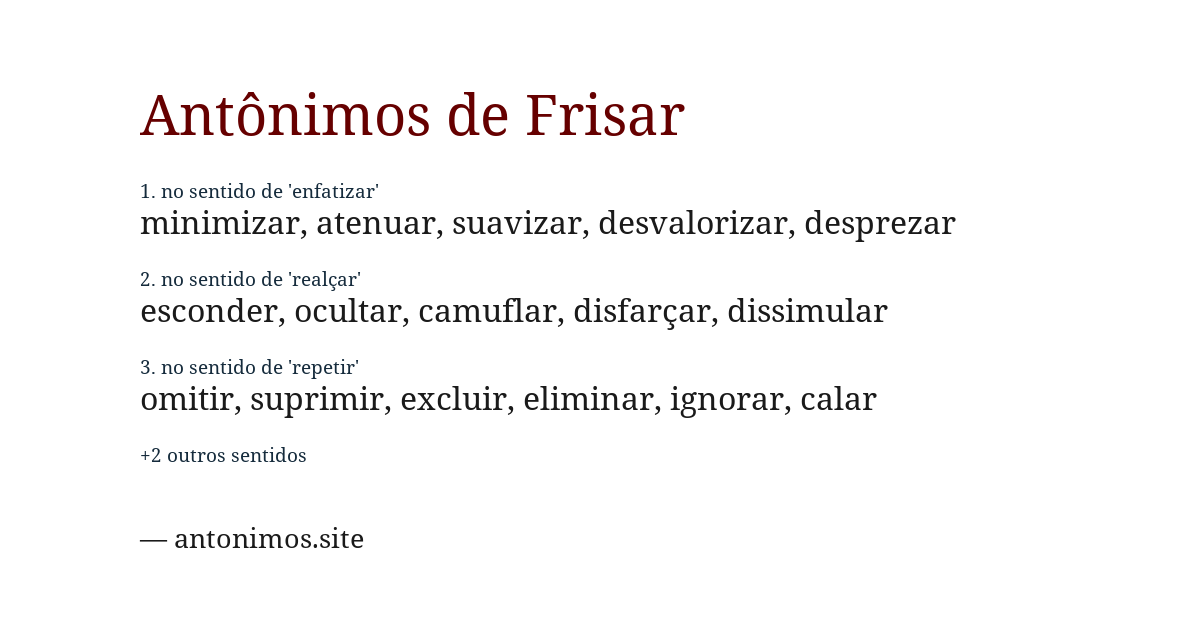 Antônimo de frisar