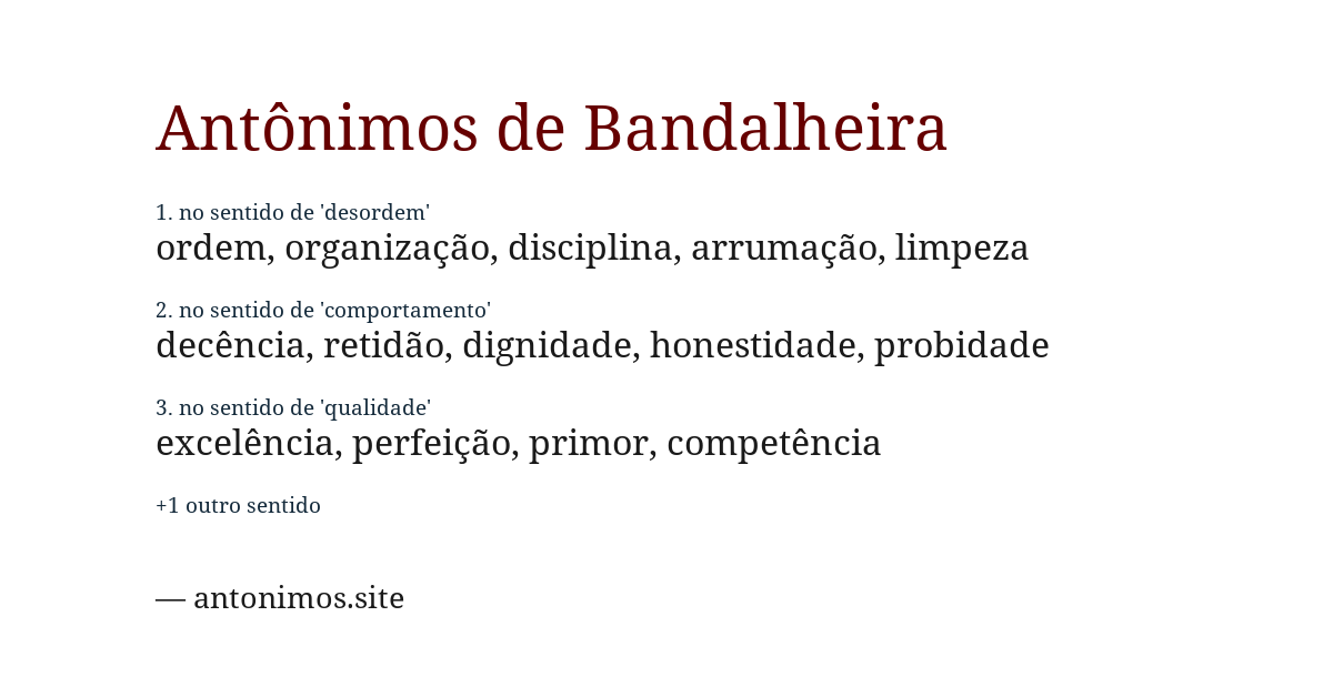 Antônimo de bandalheira
