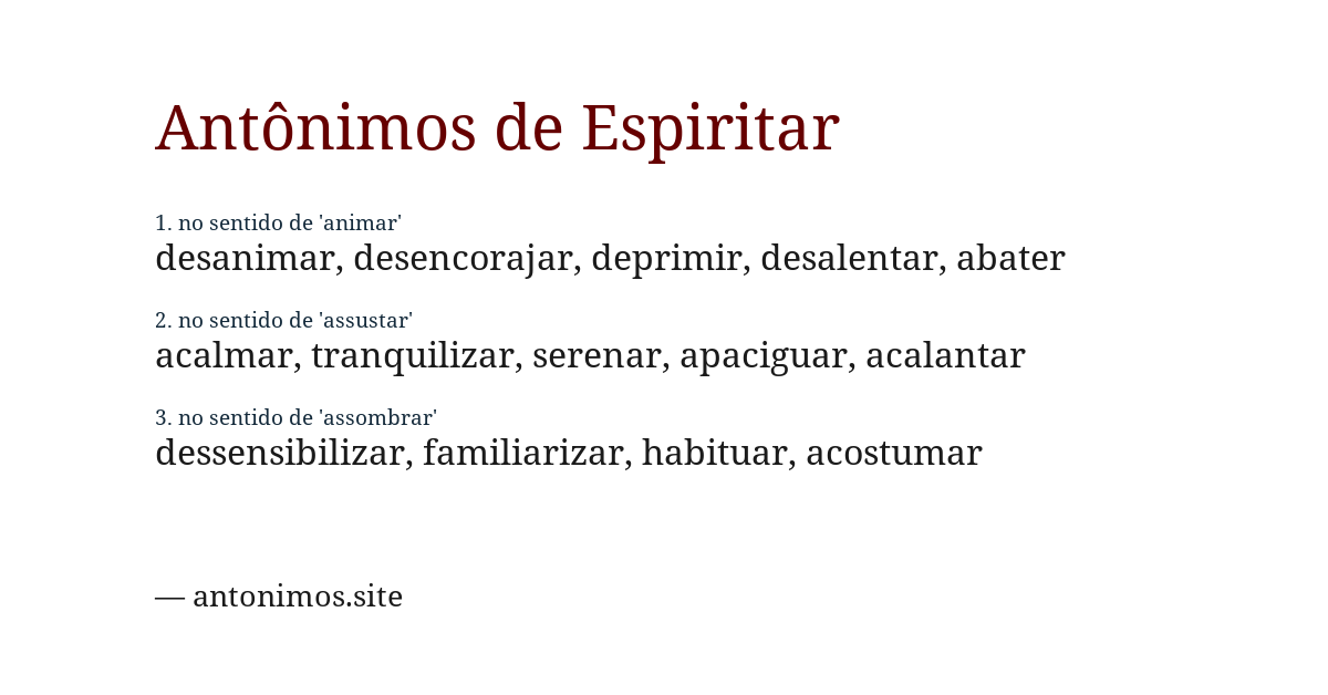 Antônimo de espiritar