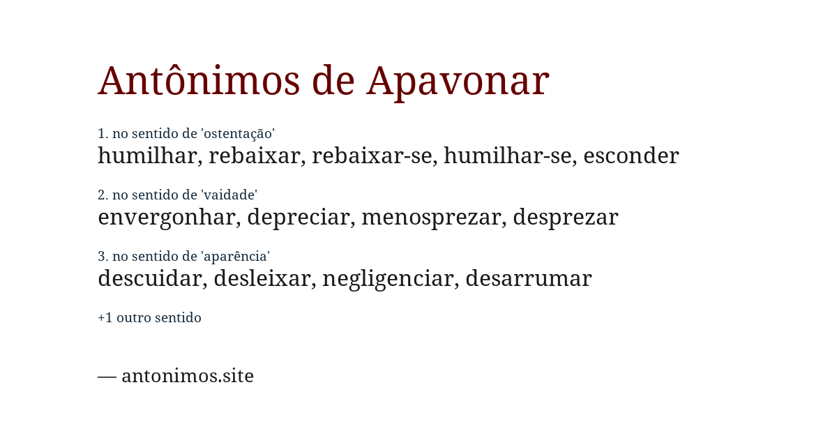 Antônimo de apavonar