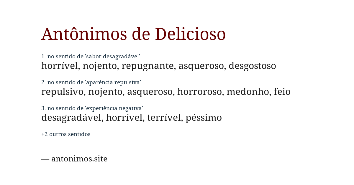 Antônimo de delicioso