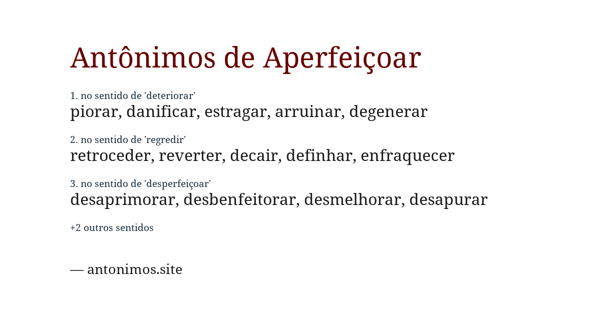 Antônimo de aperfeiçoar