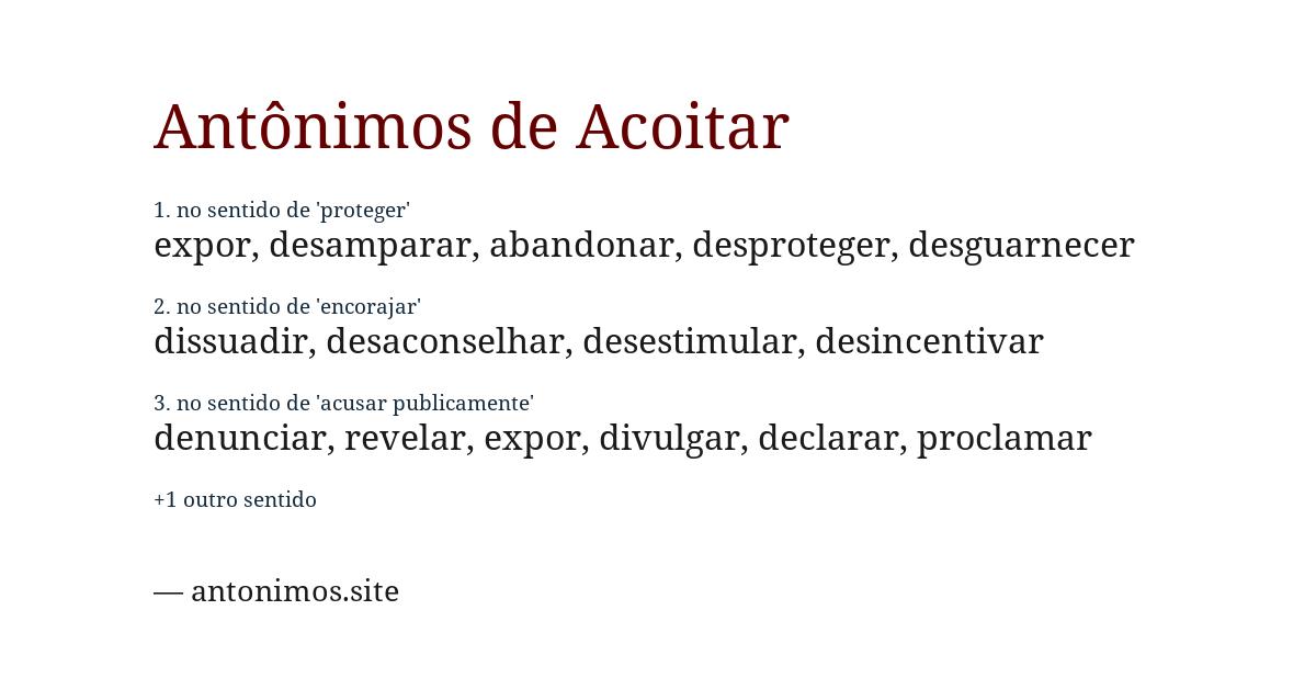 Antônimo de acoitar