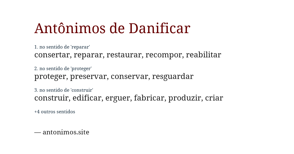 Antônimo de danificar