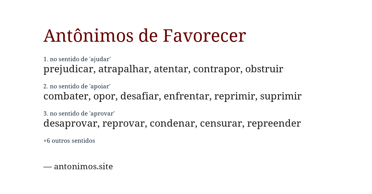 Antônimo de favorecer