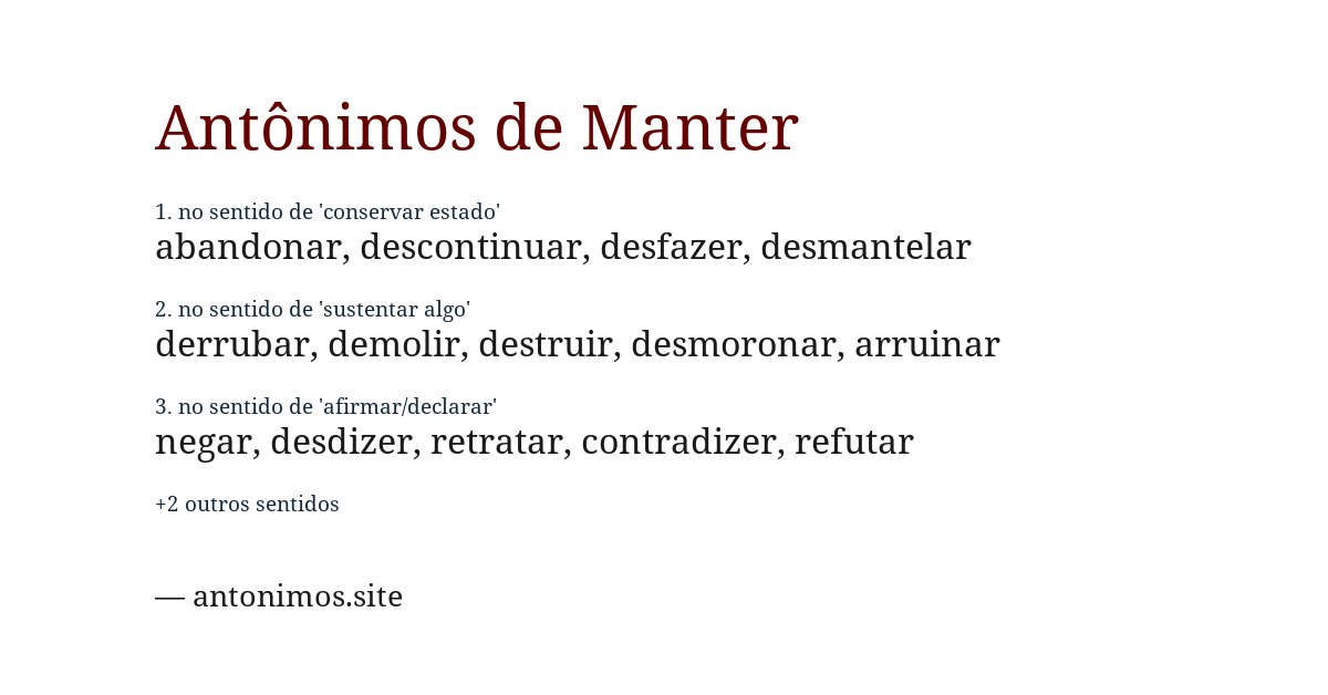 Antônimo de manter