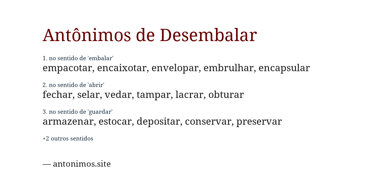 Antônimo de desembalar