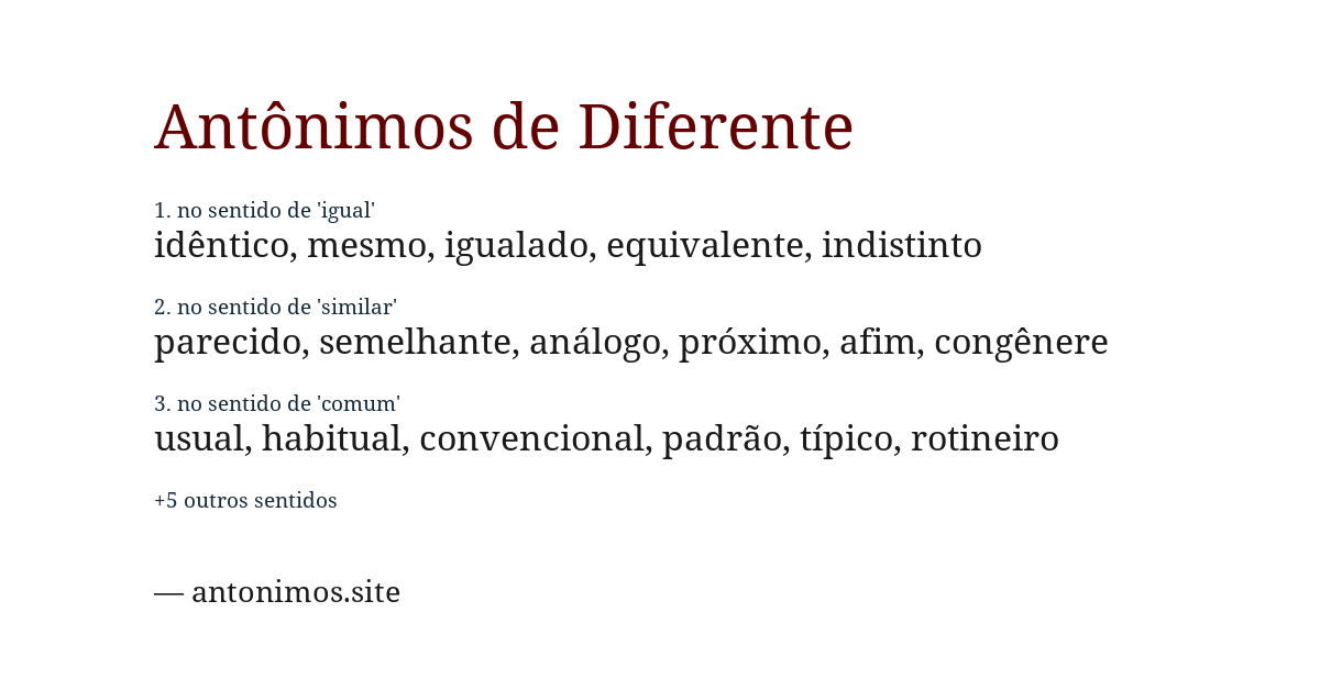 Antônimo de diferente