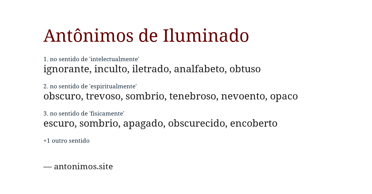 Antônimo de iluminado