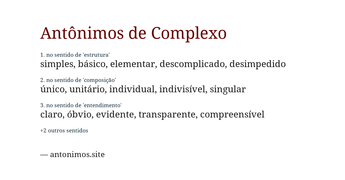 Antônimo de complexo