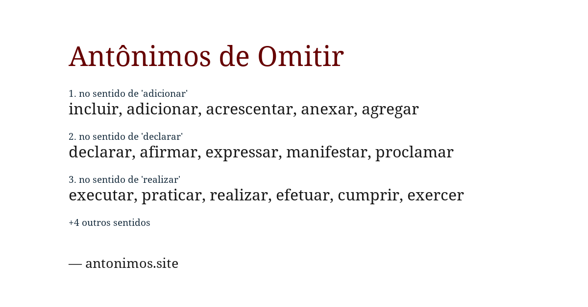 Antônimo de omitir