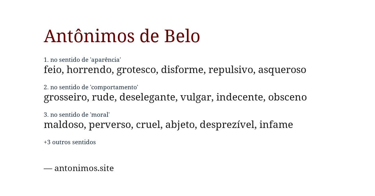 Antônimo de belo