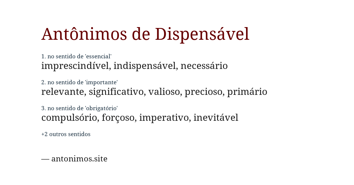 Antônimo de dispensável
